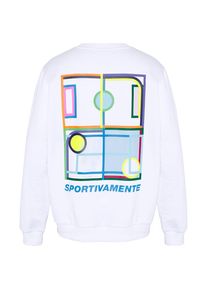 Sweatshirt Lotto, Herren, Gr. L (52/54), wei&szlig; (hellwei&szlig;), 80% Baumwolle, 20% Polyester, bedruckt, Rundhals, Rippb&uuml;ndchen, Sweatshirts Sweatshirt, - mit plakativem R&uuml;ckenprint