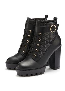 Stiefelette Lascana, Damen, Gr. 38, schwarz, Obermaterial: 100% Lederimitat. Decksohle: 100% Lederimitat. Futter: 100% Textilmaterial. Laufsohle: 100% Synthetik, gemustert, unifarben, Schuhe Stiefelette, mit Blockabsatz & raffinierter Musterung, High-Heel-Stiefelette VEGAN, Topseller