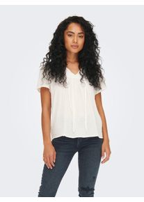 Jacqueline de Yong Kurzarmbluse JDY "JDYLIMA LIFE S/S TOP WVN NOOS", Damen, Gr. 36 (S), wei&szlig; (cloud dancer), Web, Obermaterial: 100% Viskose, unifarben, loose fit normal, V-Ausschnitt, Blusen Kurzarmbluse, Viskose, loose fit
