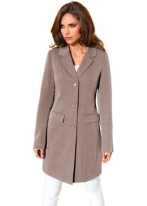 Longblazer Heine "Longblazer", Damen, Gr. 46, grau (taupe), 64% Polyester, 34% Viskose, 2% Elasthan, Futter:100% Polyester, Blazer Longblazer