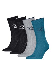 Levi's Socken LEVI'S "LEVIS REG CUT RIB LOGO 4P ECOM", Damen, Gr. 39-42, blau (blau combo), Baumwollmischung, Socken Socken