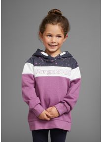 Kapuzensweatshirt Kangaroos "Colorblocking", M&auml;dchen, Gr. 92/98, lila (lila, colorblocking), angeraute Sweatware, Obermaterial: 60% Baumwolle, 40% Polyester, bedruckt, colorblocking, Basic, Sweatshirts Kapuzensweatshirt, f&uuml;r kleine M&auml;dchen