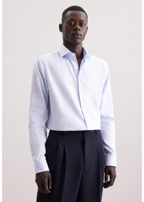 Businesshemd Seidensticker "Schwarze Rose", Herren, Gr. XL (44), normale &Auml;rmell&auml;ngen, blau, 100% Baumwolle, kariert, regular fit, 2-Knopf-Manschette, Hemden Businesshemd, Regular 1/1 Kentkragen Karo