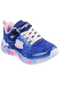Sneaker Skechers "ETERNAL HEART LIGHTS", M&auml;dchen, Gr. 35, bunt (navy, multi), Synthetik, Textil, Glitzer, kontrastfarbene Details, Schuhe Sneaker, Blink,-Klettschuh mit Herz-Applikation, Gr&ouml;&szlig;enschablone zum Download