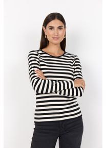 Langarmshirt soyaconcept "SC-IRIDI 1", Damen, Gr. M, schwarz (schwarz combi), Single Jersey, Obermaterial: 94% Baumwolle, 6% Elasthan, gestreift, normal, Rundhals, Shirts Langarmshirt