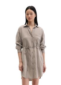 Marc O'Polo Blusenkleid MARC O'POLO, Damen, Gr. 40, N-Gr, multi, chalky braun, Web, Obermaterial: 86% Viskose, 14% Polyamid, regular fit, Rundhals, Manschette, Kleider Blusenkleid, Gestreiftes Crinkle-Blusenkleid regular fit aus LENZING&trade; ECOVERO&trade;