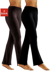 Jazzpants Vivance ACTIVE, Damen, Gr. 44/46, N-Gr, braun (1x schwarz, 1x braun), Single Jersey, Obermaterial: 95% Baumwolle, 5% Elasthan, unifarben, Basic, Basic lang, Hosen Jazzpants, mit leicht ausgestelltem Bein, Loungewear, Topseller