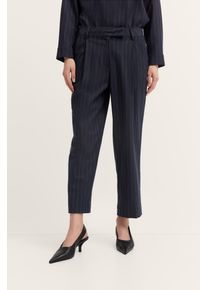 Bundfaltenhose Bugatti "elegant", Damen, Gr. 46, Normalgr&ouml;&szlig;en, 390, marine, 63% Polyester, 34% Viskose, 3% Elasthan, unifarben, normal, Hosen Bundfaltenhose, mit Nadelstreifen und Stretch