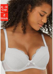 Balconette-BH Petite Fleur, Damen, Gr. 75, Cup D, schwarz-wei&szlig; (wei&szlig;, schwarz), Spitze, Obermaterial: 90% Polyamid, 10% Elasthan, BHs Balconette-BH, mit h&uuml;bscher Spitze, Dessous