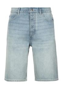 Shorts HUGO BLUE "Skate shorts", Herren, Gr. 29, N-Gr, turquoise, aqua449, Jeans, Obermaterial: 100% Baumwolle, unifarben, normal ca. Mitte Oberschenkel, Hosen Shorts, mit Logo-Lederpatch am Bund