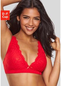 Bralette-BH Lascana "Cara", Damen, Gr. 75, Cup D, rot, Spitze, Obermaterial: 88% Polyamid, 12% Elasthan, BHs Bralette-BH, ohne B&uuml;gel im edlen High-Apex Design, sexy Dessous