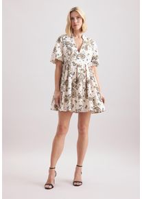 Sommerkleid Seidensticker, Damen, Gr. L (40), Normalgr&ouml;&szlig;en, beige (ecru), 100% Baumwolle, Paisley, regular fit, V-Ausschnitt, Kleider Sommerkleid, V-Neck Paisley