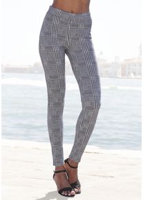Leggings Lascana, Damen, Gr. 32/34, N-Gr, schwarz-wei&szlig; (schwarz wei&szlig; kariert), Obermaterial: 61% Viskose, 36% Polyester, 3% Elasthan, Jacquardmuster, kariert, Basic, Hosen Leggings, mit klassischem Karodesign, Topseller