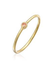 Silberring Elli Premium "Ring Solit&auml;r Zirkonia 375er Gelbgold" Gr. 54, pink, Fingerringe, Damen, 54, Gelbgold 375, Silberring
