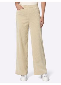 Cordhose Heine, Damen, Gr. 46, Normalgr&ouml;&szlig;en, beige (sand), 80% Polyester, 18% Polyamid, 2% Elasthan, unifarben, Hosen Cordhose