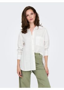Langarmbluse Only "ONLSALINA L/S SHIRT WVN", Damen, Gr. L, wei&szlig; (cloud dancer), Web, Obermaterial: 100% Baumwolle, unifarben, regular fit Po-bedeckend, 1-Knopf-Manschette, Blusen Langarmbluse