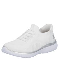 Slip-On Sneaker RIEKER SPORT "Ready2GO", Damen, Gr. 38, wei&szlig;, Lederimitat, Textil, Schuhe Slip-On Sneaker, Halbschuh, Freizeitschuh, Slipper mit MemoSoft-Innensohle