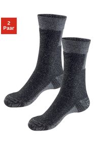 H.I.S. Wandersocken H.I.S, Herren, Gr. 39-42, schwarz (2x anthrazit, meliert), Baumwolle, Polyacryl, Polyamid, melange, elastisch, Socken Wandersocken, mit extra St&uuml;tzfunktion und Polsterung, Topseller