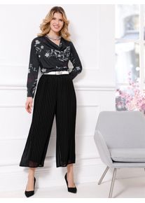 Langarmbluse Classic Basics, Damen, Gr. 54, schwarz (schwarz, champagner, bedruckt), 100% Polyester, gebl&uuml;mt, gemustert, mehrfarbig, Wasserfallausschnitt, Blusen Langarmbluse