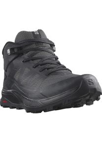 Wanderschuh Salomon "OUTRISE MID GORE-TEX", Damen, Gr. 42, schwarz, Synthetik, unifarben, Schuhe Wanderschuh, wasserdicht