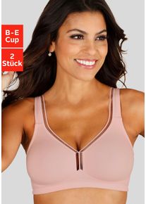 T-Shirt-BH Petite Fleur, Damen, Gr. 95, Cup D, rosa (rosa, wei&szlig;), Jersey, Obermaterial: 93% Baumwolle, 7% Elasthan, BHs T-Shirt-BH, ohne B&uuml;gel aus Baumwolle, Basic Dessous