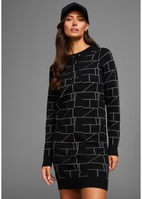 Strickkleid Laura Scott, Damen, Gr. 42, N-Gr, schwarz, Strick, Obermaterial: 50% Viskose, 28% Polyester, 22% Polyamid, Jacquardmuster, gemustert, figurbetont kurz, Rundhals, Raglan&auml;rmel Rippb&uuml;ndchen, Kleider Strickkleid, aus kuscheligem Jacquardstrick mit Grafik-Motiv