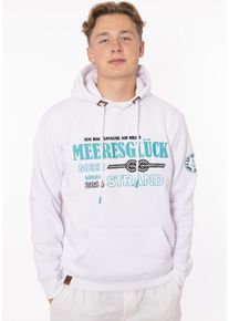 Hoodie Zwillingsherz "Meeresgl&uuml;ck", Herren, Gr. L, wei&szlig;, Sweatware, Obermaterial: 50% Baumwolle, 50% Polyester, unifarben, comfort fit h&uuml;ftlang, V-Ausschnitt, Sweatshirts Hoodie, mit gesticktem Detail am &Auml;rmel und Kapuze