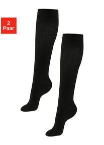 H.I.S. St&uuml;tzkniestr&uuml;mpfe H.I.S, Damen, Gr. 35-38, schwarz (2x schwarz), Baumwolle, Elasthan, Polyamid, unifarben, normal, Socken St&uuml;tzkniestr&uuml;mpfe, ideal auf Reisen, Topseller