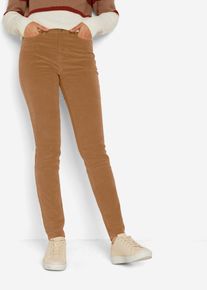 Cordhose bonprix "Stretch-Cordhose, Skinny", Damen, Gr. 46, N-Gr, braun (cognac braun), Cord, Obermaterial: 98% Baumwolle, 2% Elasthan, unifarben, skinny fit lang, Hosen Cordhose, aus Baumwolle und Elasthan, schmale Passform, Skinny Fit