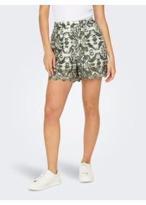 Shorts Only "ONLLOU EMB LOOSE SHORTS PTM", Damen, Gr. XS (34), N-Gr, gr&uuml;n (kalamata aop:urben ethnic), Web, Obermaterial: 100% Baumwolle, gemustert, Hosen Shorts