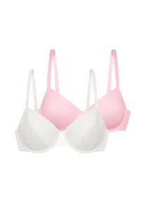 B&uuml;gel-BH Dorina, Damen, Gr. 95, Cup C, ivory, pink, Obermaterial: 60% Polyamid, 31% Polyester, 9% Elasthan, unifarben, BHs B&uuml;gel-BH, Curves mit gepolsterten Cups