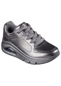 Sneaker Skechers "UNO ICON - LUSTROUS AIR", Damen, Gr. 36, grau, Leder, metallic, Schuhe Sneaker, Keilsneaker, Plateausneaker, Schn&uuml;rschuh im Metallic Look