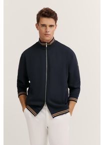 Sweatjacke Bugatti, Herren, Gr. L, blau (390, marine), Sweatware, 54% Modal, 38% Polyester, 8% Elasthan, unifarben, normal, ohne Ausschnitt, Rippb&uuml;ndchen, Sweatjacken Sweatjacke, mit Rei&szlig;verschluss