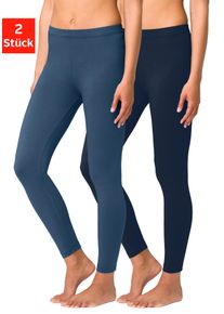 Leggings Vivance ACTIVE, Damen, Gr. 48/50, N-Gr, blau (jeans, denim), Single Jersey, Obermaterial: 95% Baumwolle, 5% Elasthan. Melange in der Packung: 60% Baumwolle, 35% Polyester, 5% Elasthan, unifarben, Basic, Basic lang, Hosen Leggings, mit Gummibund, Loungewear, Topseller