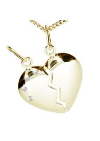 Kette mit Anh&auml;nger OSTSEE-SCHMUCK "- geteiltes Herz - Silber 925/000, vergoldet - Zirkonia" Gr. 42, gold (goldfarben, gelb), Schmuck_Sets, Damen, 42, Silber 925 (Sterlingsilber), Kette mit Anh&auml;nger