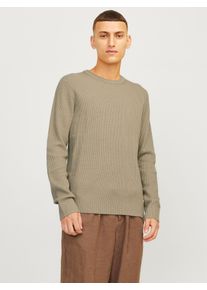 Jack & Jones Rundhalspullover JACK & JONES "JJEPERFECT &ndash; Pullover mit pflegeleichter Qualit&auml;t, Structure Fit", Herren, Gr. XS, crockery, Strick, Obermaterial: 50% Baumwolle, 50% Polyester, unifarben, h&uuml;ftbedeckend, Rundhals, B&uuml;ndchen, Pullover Rundhalspullover, unifarben, modisch, regular fit, Strick, Rundhals