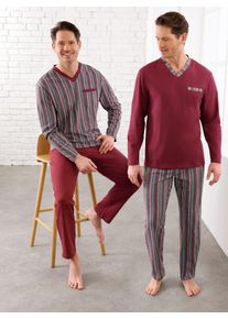 w&auml;schepur Schlafanzug W&Auml;SCHEPUR, Herren, Gr. 44/46, grau (dunkelrot, dunkelrot, anthrazit, bedruckt), 100% Baumwolle, Homewear-Sets Schlafanzug