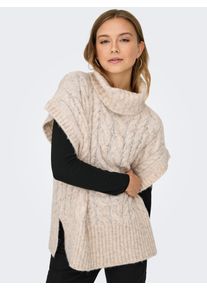 Strickpullover Only "ONLIDA LIFE SL ROLLNECK VEST CC KNT", Damen, Gr. S, birch detail:melange, Strick, Obermaterial: 82% Polyester, 14% Polyacryl, 4% Wolle, meliert, regular fit, Pullover Strickpullover