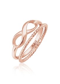 Ring-Set Elli "Ring Infinity Bandring Gedreht Stapelring Set 925 Silber" Gr. 52, rosa (rosegold), Fingerringe, Damen, 52, ohne Stein, Silber 925 (Sterlingsilber), 5mm, Ring-Set
