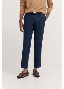 Chinohose Bugatti, Herren, Gr. 32, L&auml;nge 32, blau (380, marine), 97% Baumwolle, 3% Elasthan, unifarben, gerade, unten schmal, Hosen Chinohose, mit praktischen G&uuml;rtelschlaufen