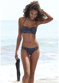 B&uuml;gel-Bandeau-Bikini-Top Venice Beach "Moloka", Damen, Gr. 44, Cup D, schwarz (schwarz bedruckt), Recycling-Polyamid, bedruckt, Bikini-Oberteile B&uuml;gel-Bandeau-Bikini-Top, Abnehmbare Tr&auml;ger