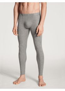 Leggings Calida "Wool & Silk", Herren, Gr. XXL (58/60), N-Gr, grau (platin mel&eacute;), Feinripp, Obermaterial: 80% Schurwolle, 20% Seide, eng lang, Hosen Leggings, w&auml;rmend, atmungsaktiv, Feinripp-Qualit&auml;t, Mel&egrave;-Optik, weich