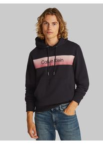 Hoodie Calvin Klein "LINEAR OMBRE CHEST LOGO HOODIE", Herren, Gr. S, schwarz, Sweatware, Obermaterial: 100% Baumwolle, bedruckt, normal h&uuml;ftlang, Rippb&uuml;ndchen, Sweatshirts Hoodie, mit Logo
