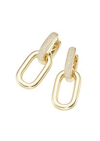 Paar Creolen "Klappcreolen mit wei&szlig;en Zirkonia, Silber 925", gold, Giorgio Martello MILANO, Ohrringe, Damen, Silber 925 (Sterlingsilber), Paar Creolen