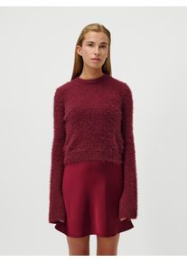 Rundhalspullover LEGER "Sharon, LeGer by Lena Gercke", Damen, Gr. 40, bordeaux, Obermaterial: 58% Polyamid, 42% Polyacryl, taillenbedeckt, Rundhals, Pullover Rundhalspullover, aus Flauschgarn, Schlitz am &Auml;rmel
