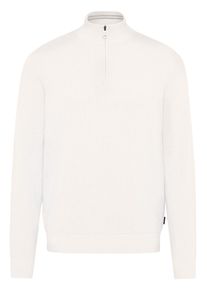 Troyer Bugatti, Herren, Gr. 3XL, beige (ecru), 100% Baumwolle, unifarben, regular fit, ohne Ausschnitt, Rippb&uuml;ndchen, Pullover Troyer, mit Waffelstruktur