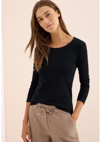 Langarmshirt Cecil "Style Pia", Damen, Gr. L (42), schwarz, Jersey, Obermaterial: 100% Baumwolle, unifarben, regular fit normal, Rundhals, gerader Abschluss, Shirts Langarmshirt, Topseller