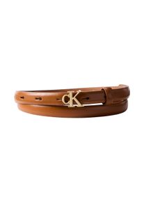 Lederg&uuml;rtel Calvin Klein "ROUND CK BUCKLE 15MM BELT SMOOTH", Damen, Gr. 110, argan oil, antique light gold, Web, Rindsleder, unifarben, G&uuml;rtel Lederg&uuml;rtel, Gr&ouml;&szlig;enverstellbar mit Metallschlie&szlig;e