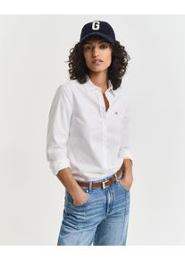Langarmbluse Gant "New Slim Stretch Oxford Blouse", Damen, Gr. 46, wei&szlig;, Obermaterial: 97% Baumwolle, 3% Elasthan, unifarben, slim fit h&uuml;ftlang, hoch geschlossener Ausschnitt, Manschette mit Kn&ouml;pfen, Blusen Langarmbluse, f&uuml;r bequemen Sitz u. Bewegungsfreiheit, New Slim Stretch, b&uuml;gelfrei