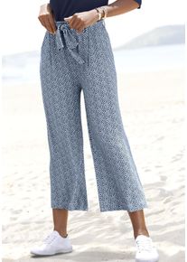 Culotte Lascana, Damen, Gr. 46, N-Gr, blau (blau bedruckt), Jersey, Obermaterial: 95% Viskose, 5% Elasthan, bedruckt, figurumspielend ca. Mitte Wade, Hosen Culotte, und Tupfenprint, leicht und elastisch, Jerseyhose, Sommerhose, Topseller